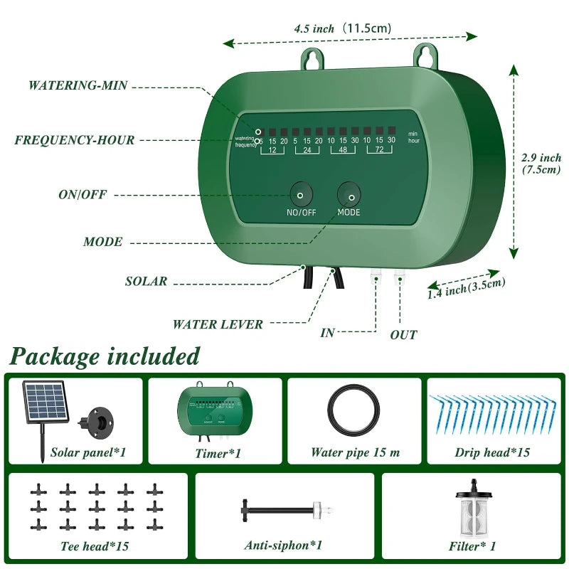 Solar Druppel Irrigatiesysteem - Automatische Plantenbewatering voor Tuin & Balkon (15 Potten)