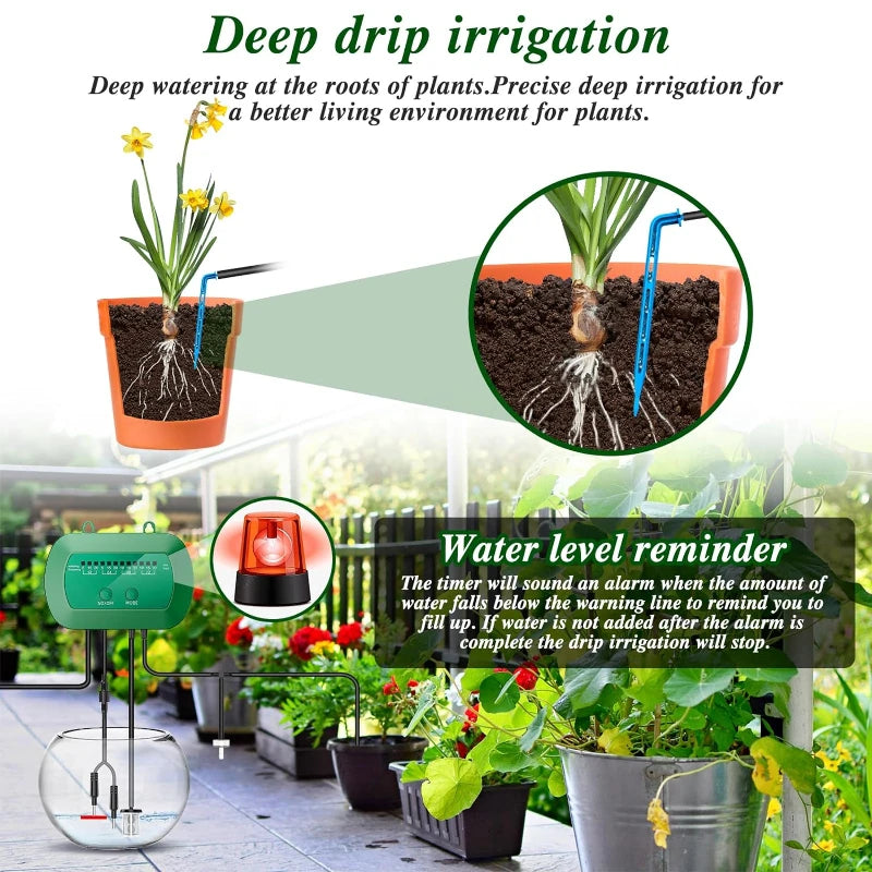 Solar Druppel Irrigatiesysteem - Automatische Plantenbewatering voor Tuin & Balkon (15 Potten)
