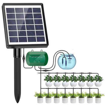 Solar Druppel Irrigatiesysteem - Automatische Plantenbewatering voor Tuin & Balkon (15 Potten)